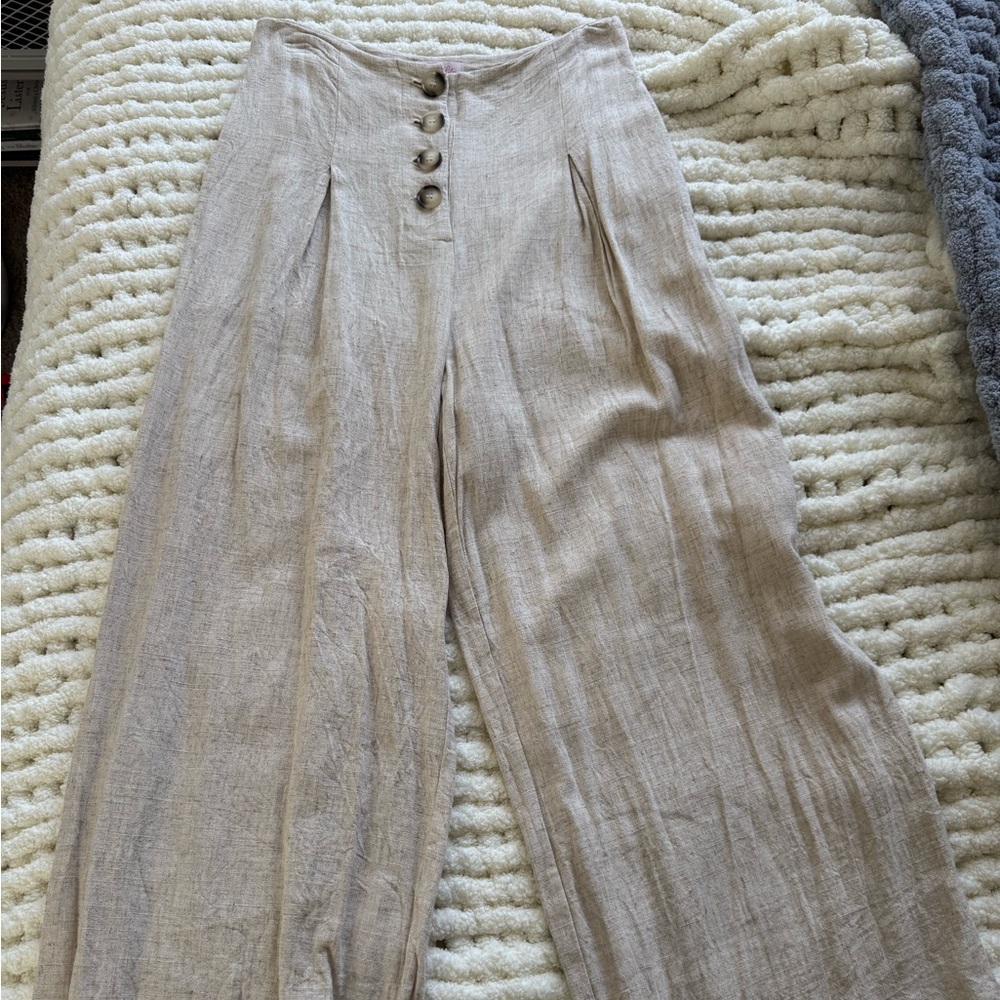 Pink Lily Beige Wide Leg Pants